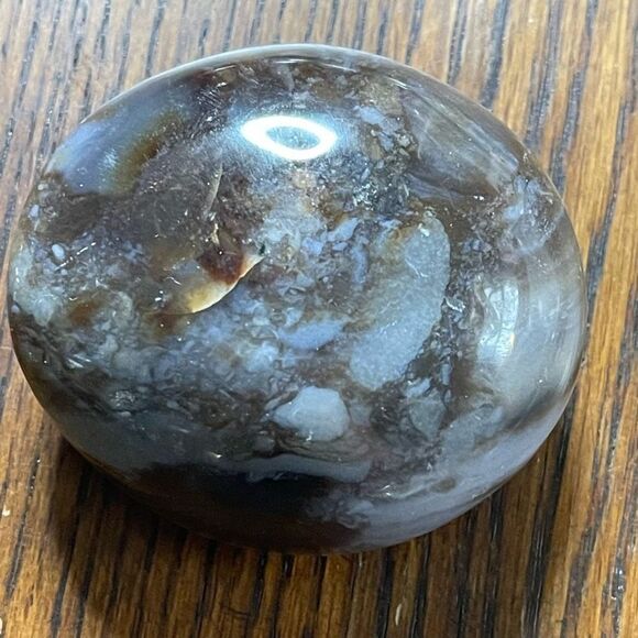 Ocean Jasper palm stone crystal natural agate agatized white brown green - Picture 1 of 8